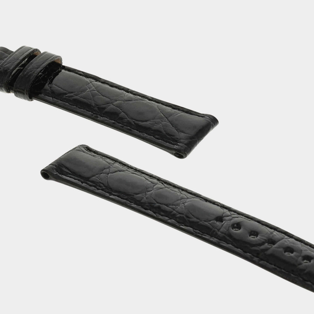 Læderurrem i ægte krokodillelæder i sort fra RIOS1931